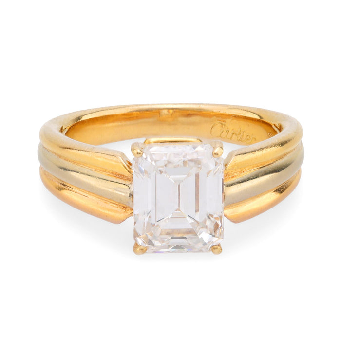 Cartier French GIA 2.17 carat diamond 18k gold trinity engagement ring