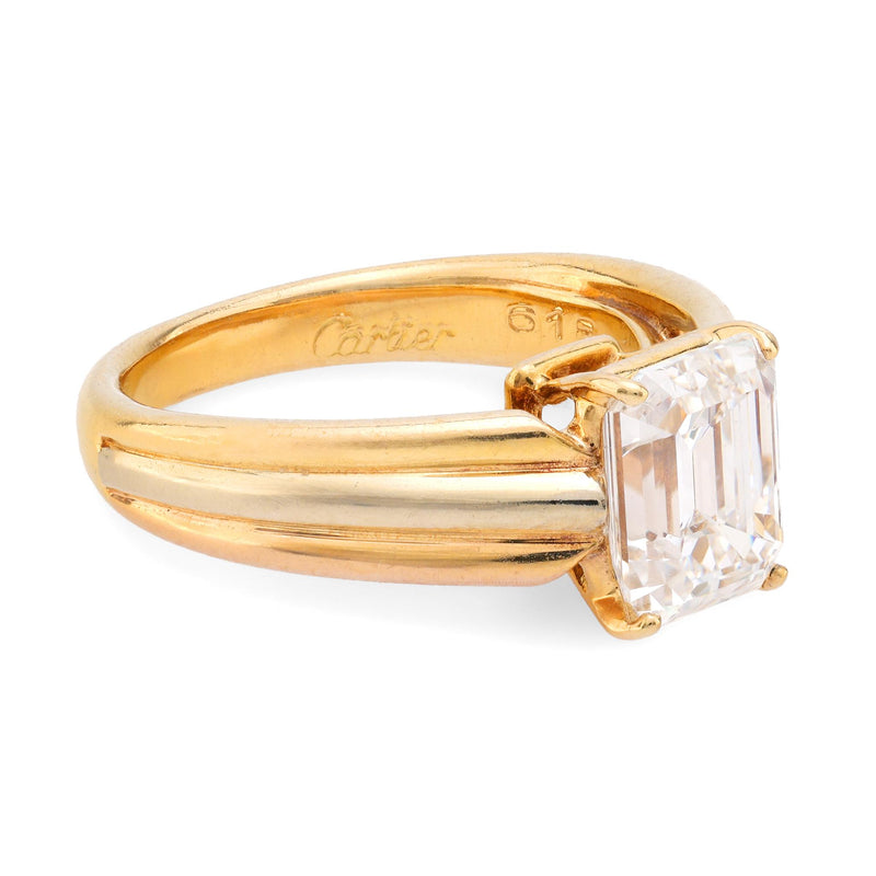 Cartier French GIA 2.17 carat diamond 18k gold trinity engagement ring