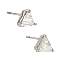 Modern 1.10 carat total diamond weight 18k white gold triangle stud earrings