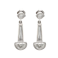 Mid Century 2.50 carat total weight diamond platinum drop earrings