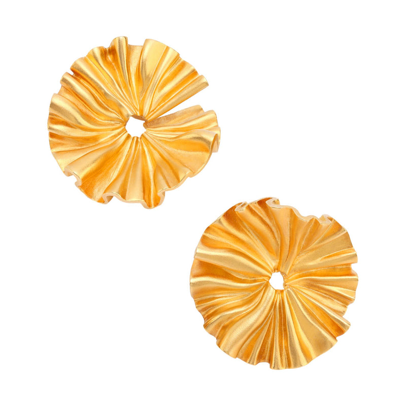 JAR Paris aluminum and 18k yellow gold "Col Plissé" earrings