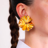 JAR Paris aluminum and 18k yellow gold "Col Plissé" earrings