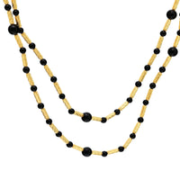 David Yurman onyx 18k yellow gold Petite Hampton necklace