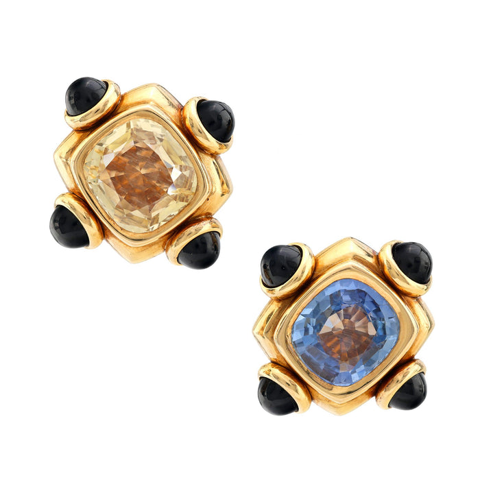 French GIA 23 carat total weight no heat sapphire 18k earrings