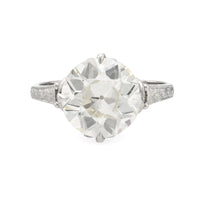 Antique GIA 2.88 carat old European cut diamond 9k white gold engagement ring