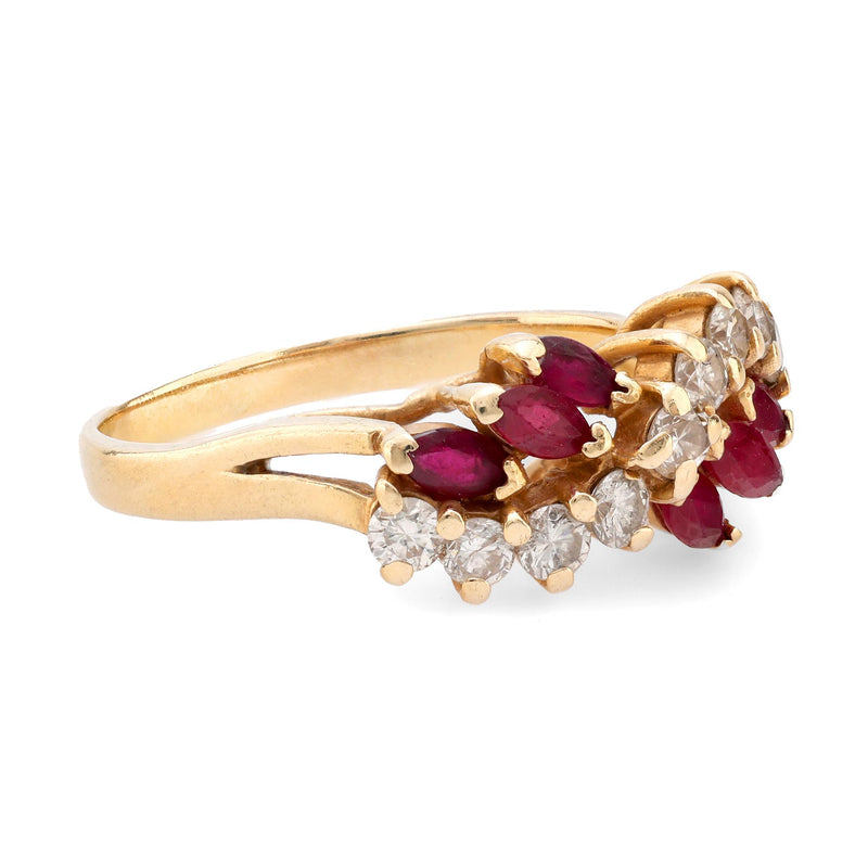 Vintage diamond ruby 14k yellow gold ring