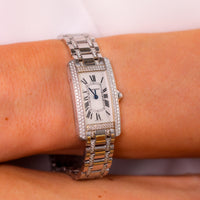 Cartier diamond 18k white gold "Tank Américaine" watch