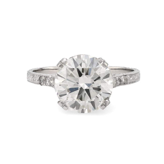 Art Deco GIA 2.66 carat transitional cut diamond platinum engagement ring