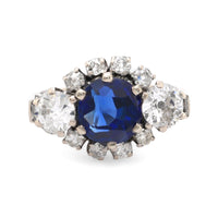 AGL 2.88 carat no heat sapphire diamond 14k white gold ring