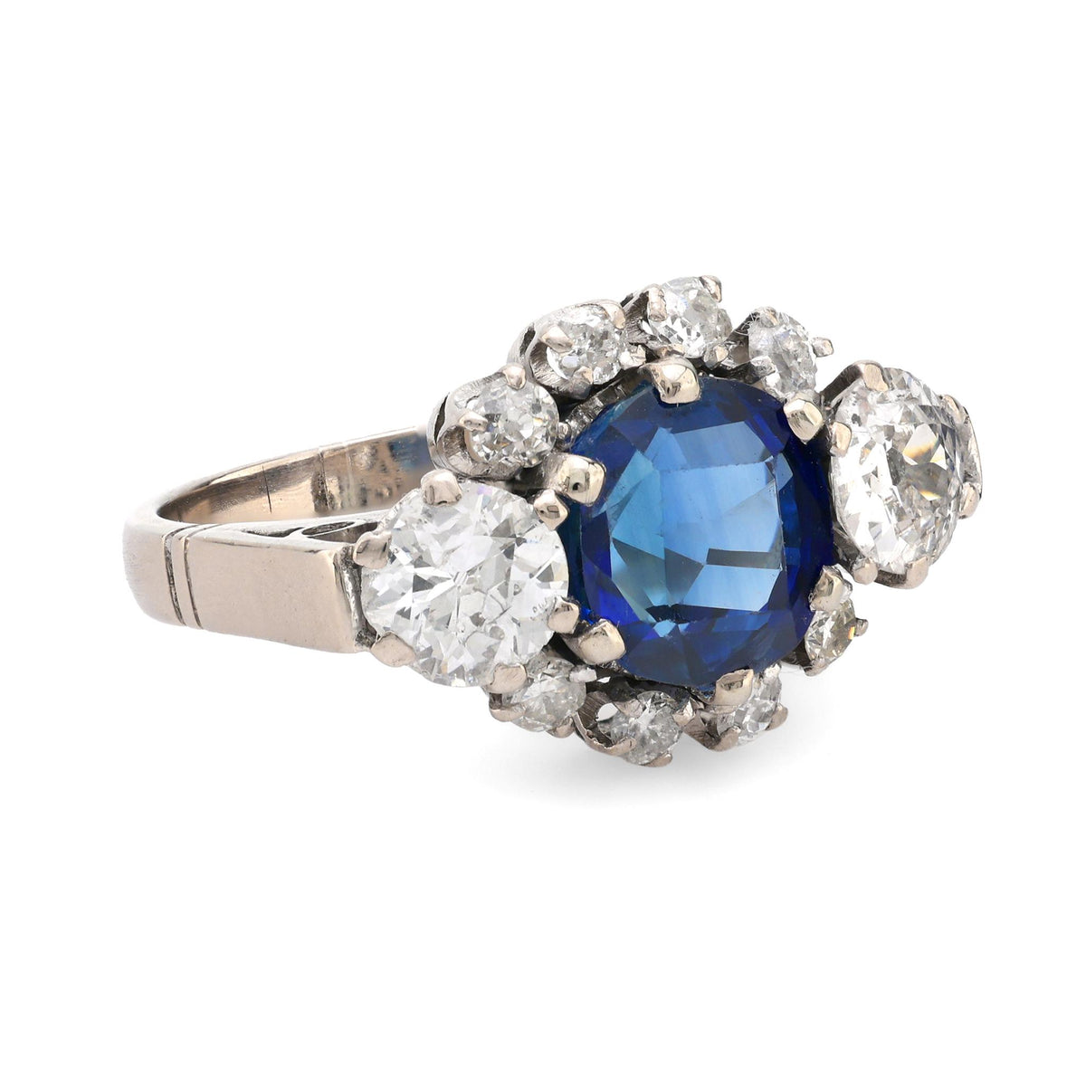 AGL 2.88 carat no heat sapphire diamond 14k white gold ring