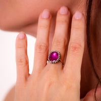 Georgian GIA 4 carat Burma no heat ruby diamond ring