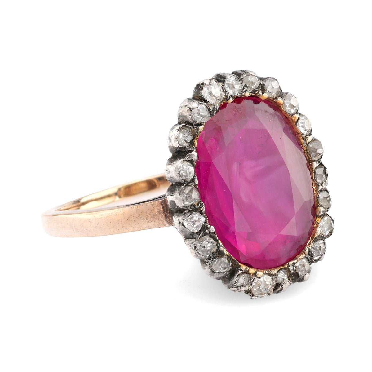 Georgian GIA 4 carat Burma no heat ruby diamond ring