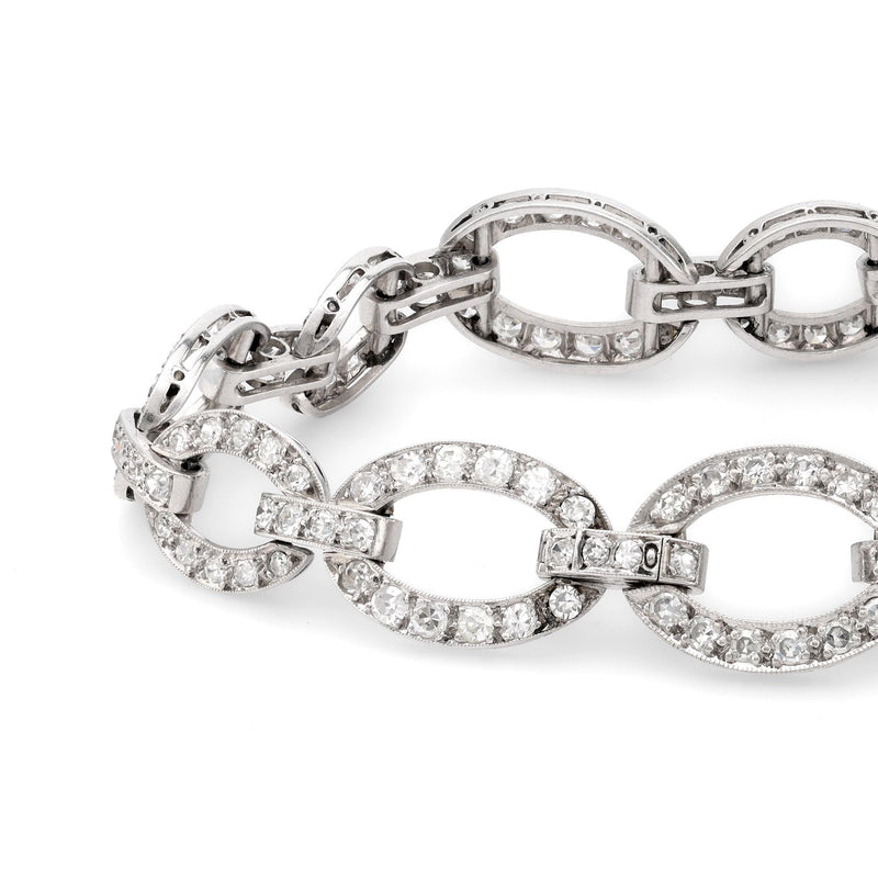 Art Deco 4.70 carat total weight diamond platinum link bracelet