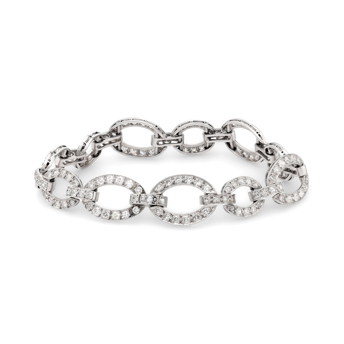 Art Deco 4.70 carat total weight diamond platinum link bracelet