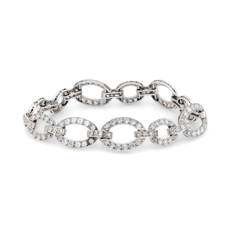 Art Deco 4.70 carat total weight diamond platinum link bracelet