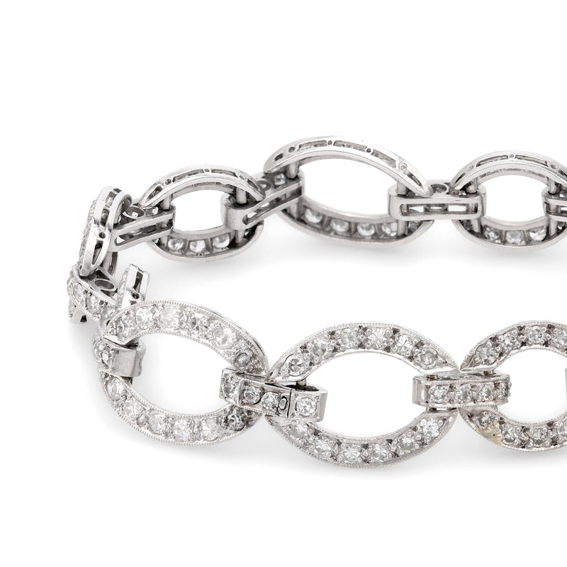 Art Deco 4.60 carat total weight diamond platinum link bracelet