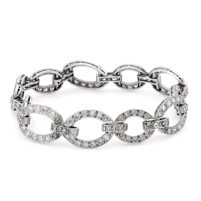 Art Deco 4.60 carat total weight diamond platinum link bracelet