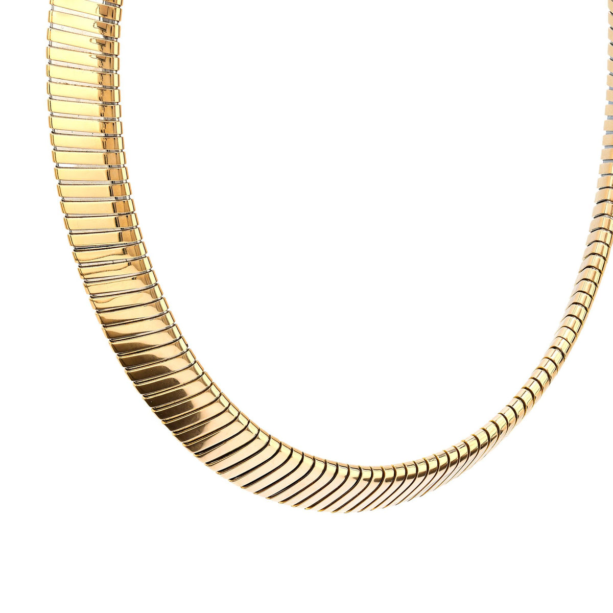 Iconic Bvlgari 18k yellow gold Tubogas necklace