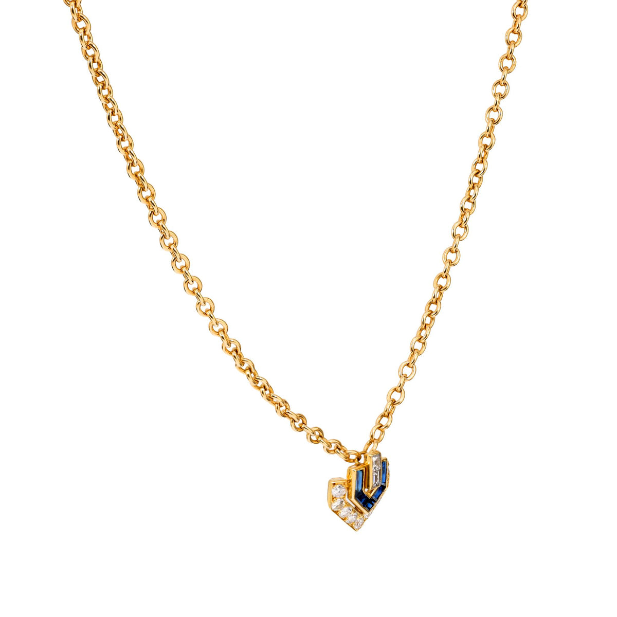 Cartier Paris diamond sapphire 18k yellow gold necklace