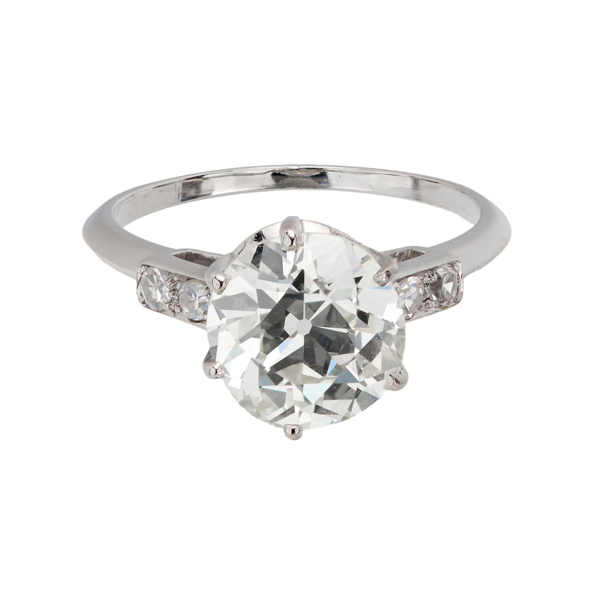 GIA 2.79 carat old European cut diamond platinum engagement ring