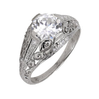 Art Deco GIA 1.37 carat old European cut diamond platinum engagement ring