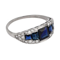 Art Deco GIA 1.50 carat sapphire diamond platinum ring