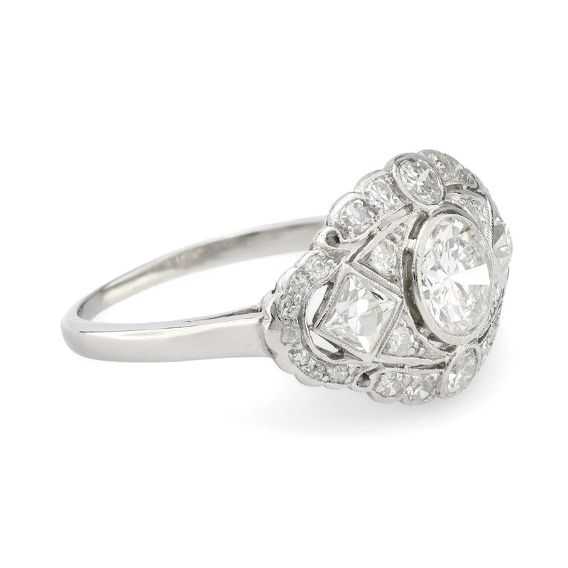 Art Deco 2 carat total weight diamond platinum ring