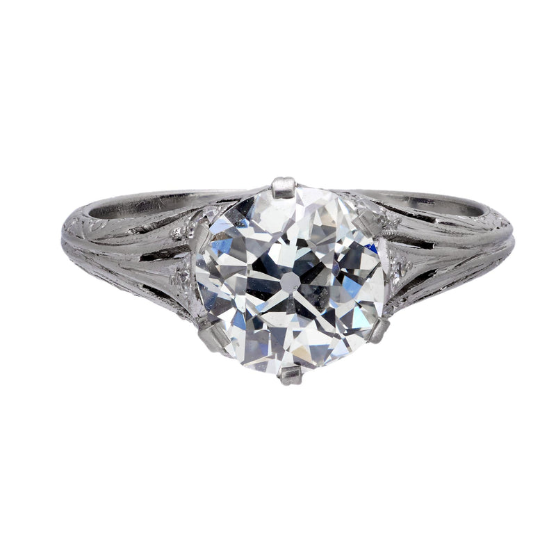 Art Deco GIA 1.61 carat old mine diamond platinum engagement ring