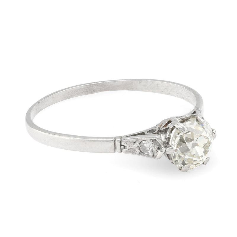 Edwardian 0.75 carat platinum diamond solitaire ring