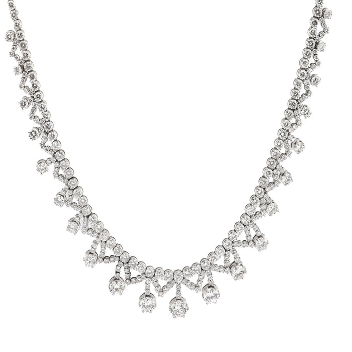 Mid Century 35 carat total weight diamond platinum cocktail necklace