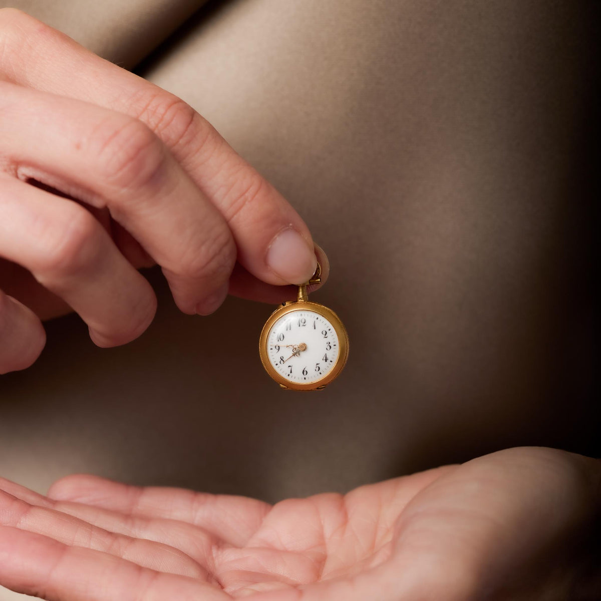 Victorian French diamond pearl 18k yellow gold enamel pendant watch