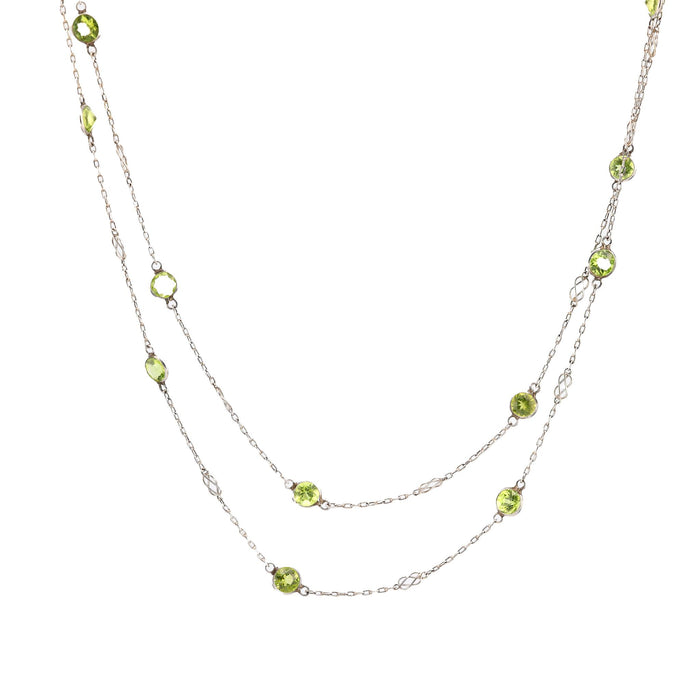 Modern 14.48 carat peridot platinum by the yard necklace