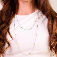 Modern 14.48 carat peridot platinum by the yard necklace