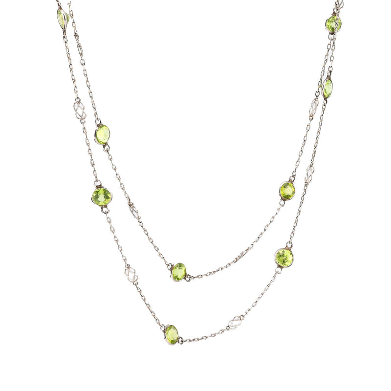 Modern 14.48 carat peridot platinum by the yard necklace