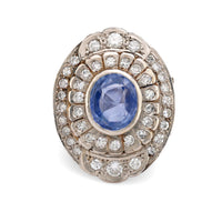 Mid Century sapphire diamond 18k white gold ring