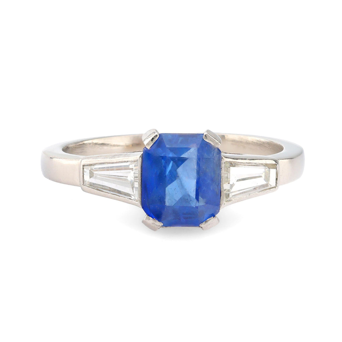 Vintage sapphire diamond platinum ring