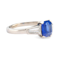 Vintage sapphire diamond platinum ring