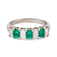 Vintage diamond emerald platinum band