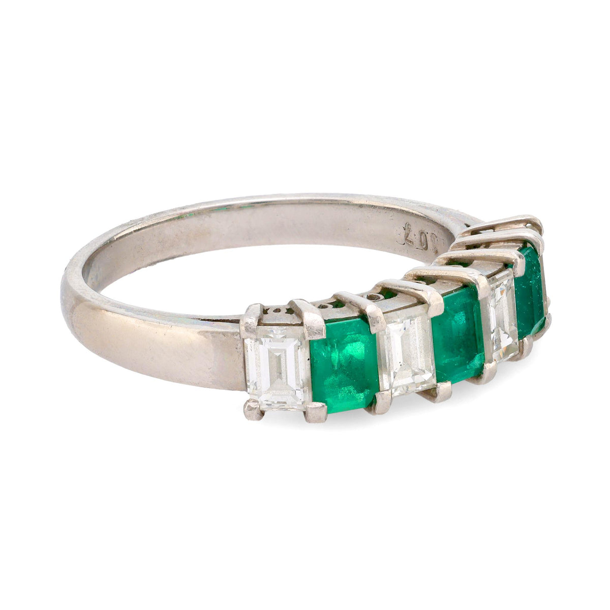 Vintage diamond emerald platinum band