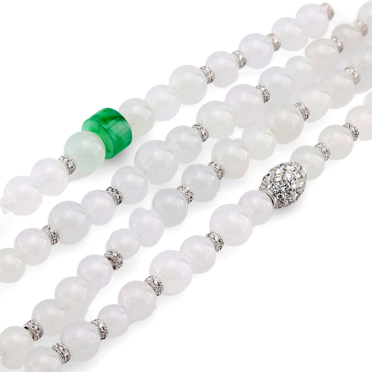 Modern diamond jade 18k white gold bracelet