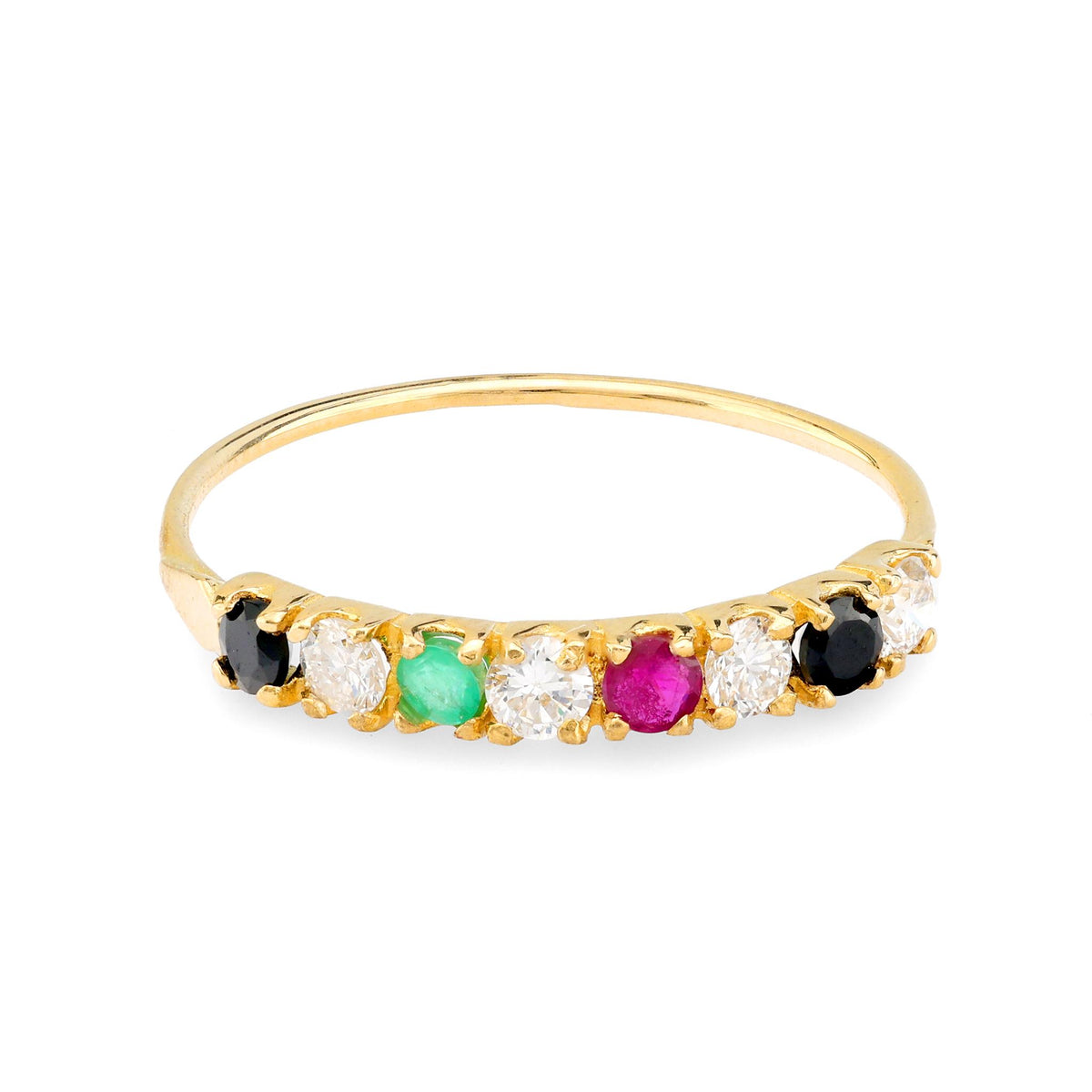 Vintage gemstone 18k yellow gold band