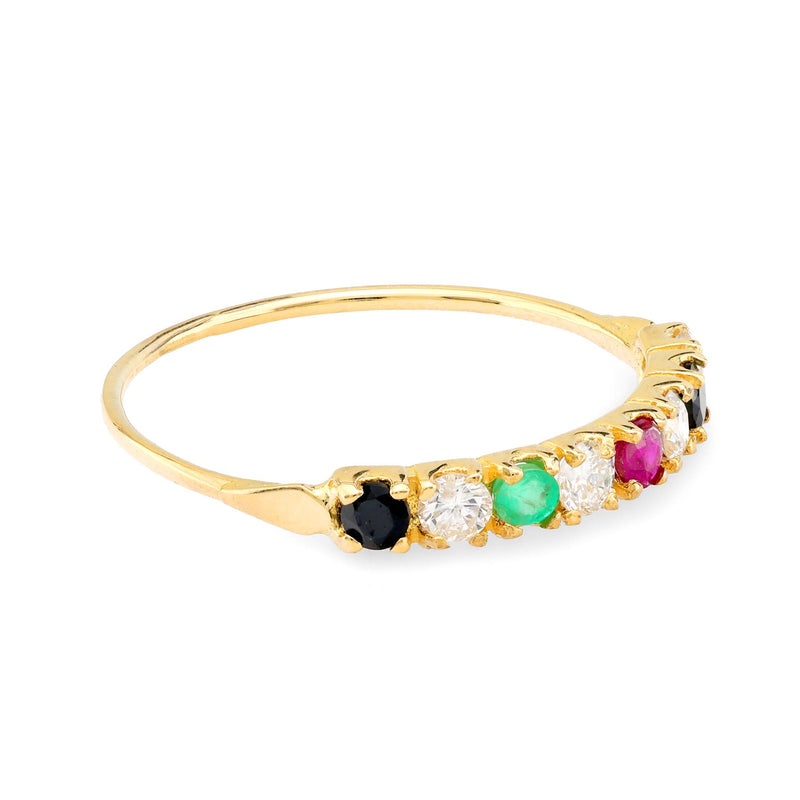 Vintage gemstone 18k yellow gold band