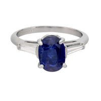 Vintage 2.62 carat sapphire diamond platinum ring