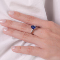 Vintage 2.62 carat sapphire diamond platinum ring