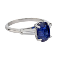 Vintage 2.62 carat sapphire diamond platinum ring