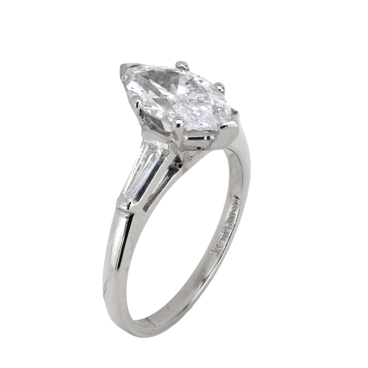 GIA 1.50 carat marquise cut diamond platinum engagement ring