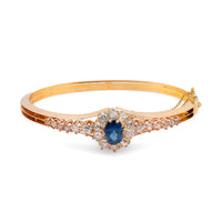 Antique French 1.60 carat sapphire diamond 18k rose gold bangle