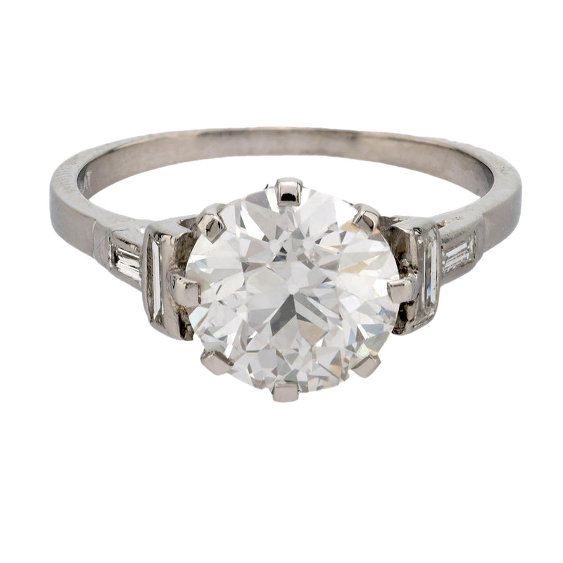 Art Deco GIA 2.08 carat old European cut diamond platinum engagement ring