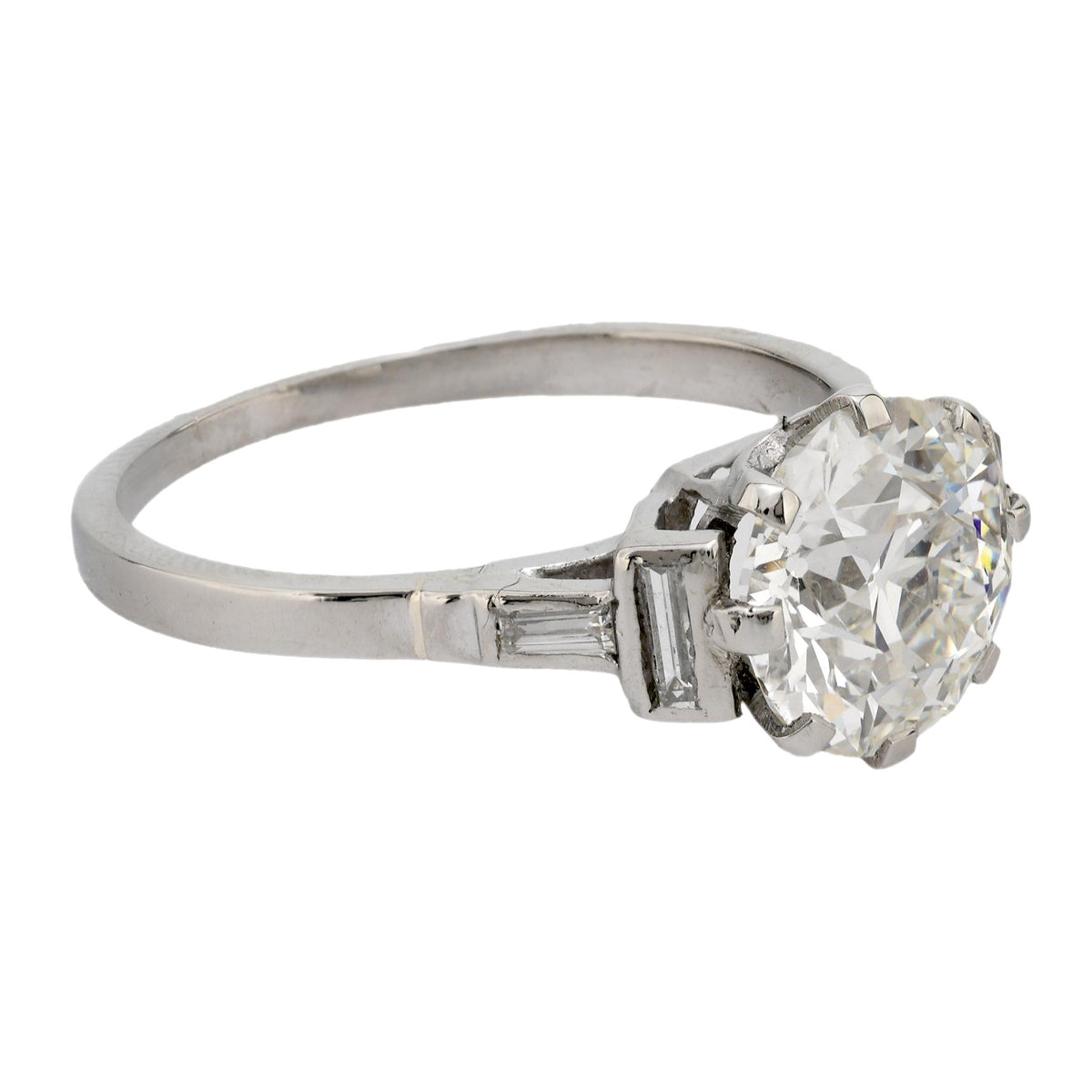 Art Deco GIA 2.08 carat old European cut diamond platinum engagement ring