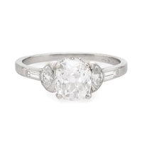 Art Deco GIA 1.52 carat old mine cut diamond platinum engagement ring